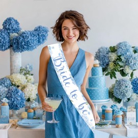 Bride to Be Sash Something Blue Before I Do Sash Dusty Blue Hydrangea Bridal Shower Party Decorations for Women Wedding Engagement Bachelorette Party Supplies