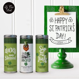 Magically Delicious Irish Tea Gift Set by La Tea Dah | Festive Full Size Tea Collection with Irish Breakfast Tea, Hangover Helper Tea, & Elderberry Green Tea | Fun St Patricks Day Gift (18 Sachets)