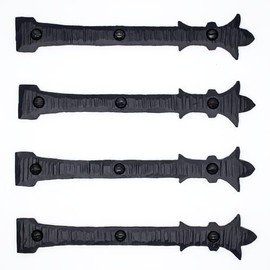 4 Pack 6" Black Faux Strap Hinges - Decorative Dummy Faux Hinge – Handmade Rustic Iron Hinges for Farmhouse Shutter, Carriage Doors, Barn Door, Castle Door, and Gate – The Byzantium Series