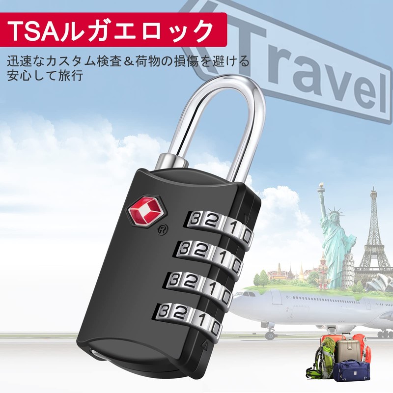 ZHEGE TSA Lock, 2 Keys and Elastic Wire (Total Length