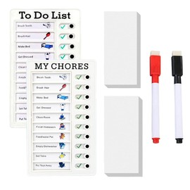 ZEPIQOR Pack of 2 Checklist Boards, Dry Erase To Do List Checklist Board Memo Checklist Boards Board Memo Checklist Chore Chart for Children with 20 Blank Paper, 2 Whiteboard Markers