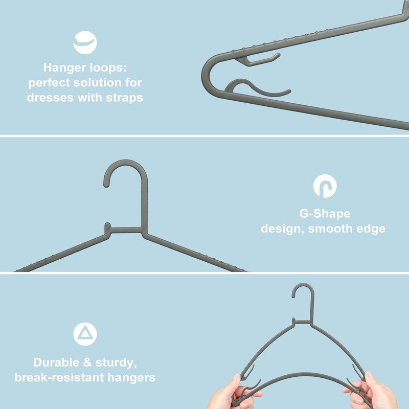 Byomostor Plastic Hangers 50 Pack, Light Weight Durable Clothes Hangers