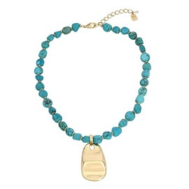 Robert Lee Morris Soho Womens Petal Pendant Turquoise Necklace