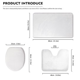 UNICEU Grey White Marble 3 Piece Bathroom Rug Set Includes Bath Rug, Contour Mat and Toilet Lid Cover, Machine Washable, Super Soft Microfiber & Non Slip Bath Rugs with Rubber Backing