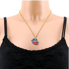 ZENRUIMING 2 French Reunion Island Map Flag Pendant Necklace Vintage Ethnic Style Travel Flag Necklace, Stainless Steel, No Gems, Stainless Steel, No Gemstone