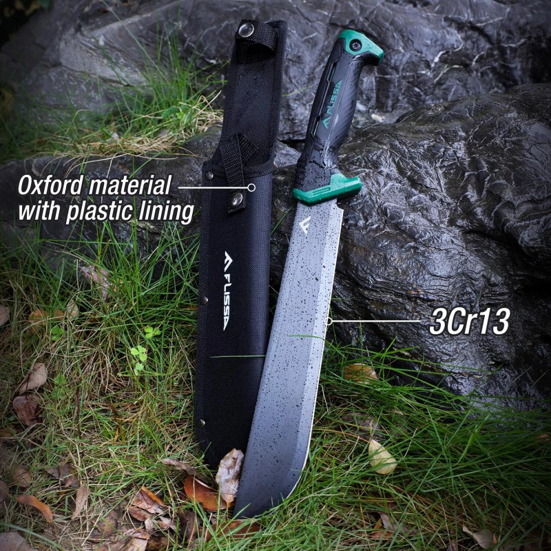 Flissa 11 inch Machete Stainless Steel Tactical Survival Machete Knife
