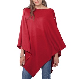 MissShorthair Women's Lightweight Knitted Scarf Poncho Sweater Cape Shawl Versatile Fall Winter Ponchos Wraps Burgundy