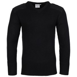 Fort Men's 120v V-Neck Combat Jumper, Black, M