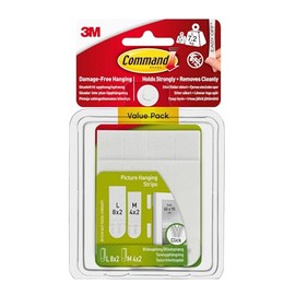 Command Picture Hanging Strips â Removable Hanging Strips for Large Picture Frames â Value Pack - 4 Pairs (Medium), 8 Pairs (Large) White