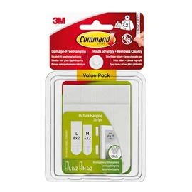 Command Picture Hanging Strips â Removable Hanging Strips for Large Picture Frames â Value Pack - 4 Pairs (Medium), 8 Pairs (Large) White