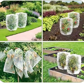 Garden Mesh Netting with Drawstring, Plant Covers Netting for Garden Potection, Insects Pest Barriers Bird Nettings for Fruit Trees Blueberry Bushes Vegetables (8.2ft x 8.2ft)