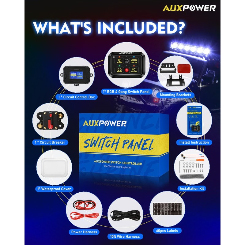 Auxpower RGB 4 Gang Switch Panel A24 Auxiliary Switch Panel