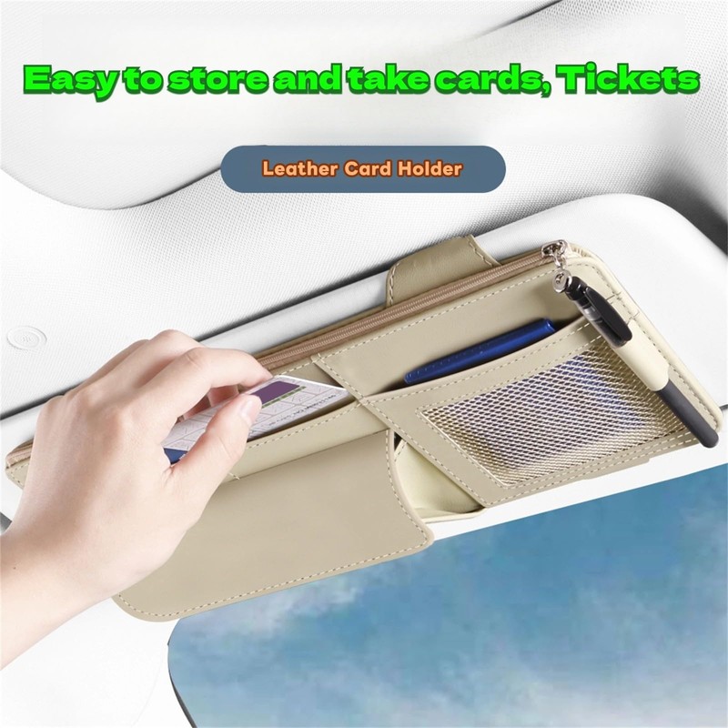 WiiLemz Car Visor Organizer, Multi-Pocket Sunvisor Storage with Sunglass Holder,