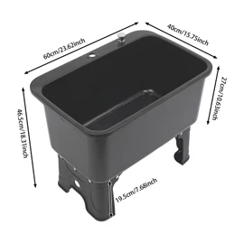 Freestanding Floor Commercial Mop Sink with Retractable Drainage Hose,One-touch Drain Large Capacity Mop Bucket,Portable Floor Mop Sink for Restaurants, Bars, Garages,Patios(Black Large Size)