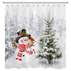 LB Cute Snowman Christmas Shower Curtain Decor, Winter Nature Landscape