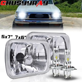 CHUSYYRAY Pair For Toyota Hilux 88-97 Pickup 82-95 7x6" 5x7" LED Headlights H4 Hi-Lo