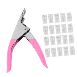 minkissy Sturdy Metal Nail Clipper 20pcs Plastic Finger Extension Clips 1pc Nail Tip Trimmer Set