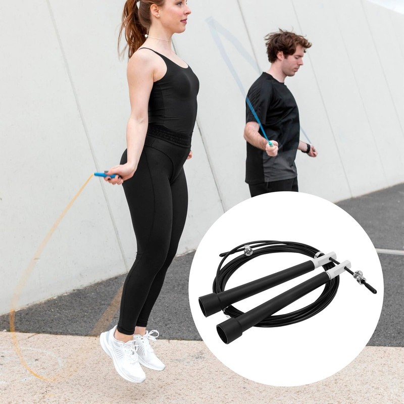 SOWBUD Weighted Skipping Rope, Black Speed Skipping Ropes for Primary