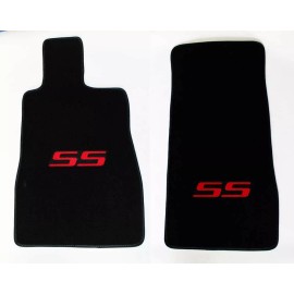 AFM NEW! BLACK Floor Mats 2016-2024 Camaro Embroidered SS Logo in Red on Both, Pair