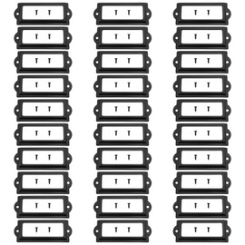 Dsjnf Metal Label Holder Black Metal Library Label File Drawer Label Frame Holder Screw Cabinet Product Label Holder 83 x 32 mm 30pcs