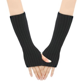 Ycfish Arm Warmers, Long Fingerless Gloves, Arm Warmers Womens, Winter Fashion Long Fingerless Gloves with Winter Forthumb Hole for Ladies Girls