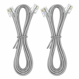 NECABLES 2Pack Phone Cord 15 ft Telephone Cord Phone Line Cord RJ11 6P4C Male to Male for Landline Phone and Fax - 15 Feet