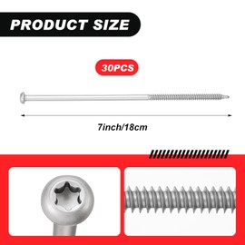 Moxweyeni 30 Pcs 7'' Gutter Screws Star Drive Screws Durable Nails for Fastening Gutters to Wood Sagging Gutters and Maintenance (Gray)