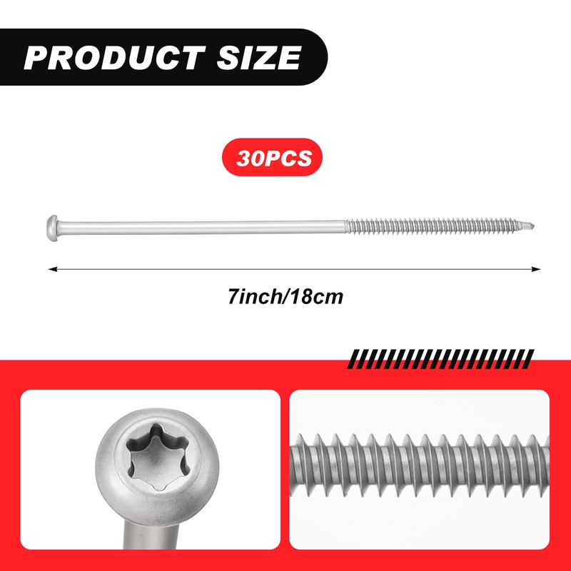 Moxweyeni 30 Pcs 7'' Gutter Screws Star Drive Screws Durable