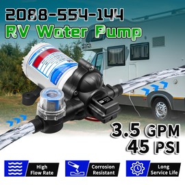 2088-403-144/2088-554-144 Diaphragm Pump,12 V 45 PSI RV Water Pump,3.5 Gallons Per Minute Fresh Water Pump with 1/2MNPT Connection for RV Marine Yacht