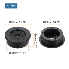 uxcell 5 Pcs Cable Cord Grommet, 1 3/16" Inch (30mm) Desk Grommet Flexible Rubber Grommets Wire Hole Cover Pass Through for Office Computer Desk Wire Organizer, Black