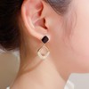 DIAMANTIO 18K Gold Plated Geometric Black Enamel Drop Earrings for