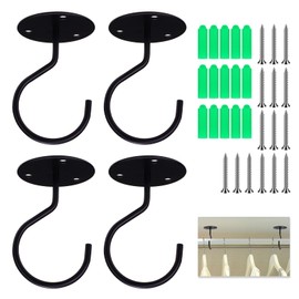 Modixun Closet Rod Bracket, 3.8cm Heavy Duty Metal Closet Rod Holders Closet Rod Center Support with Screws for Wardrobe Shelf Closet Pole, Ceiling Curtain Rod, 4 Pack