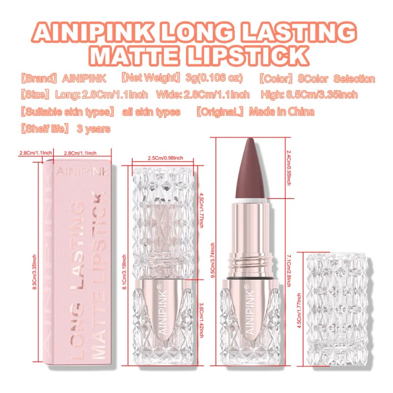 Ainipink Labial Mate 1 Pieza Con Fácil Aplicación