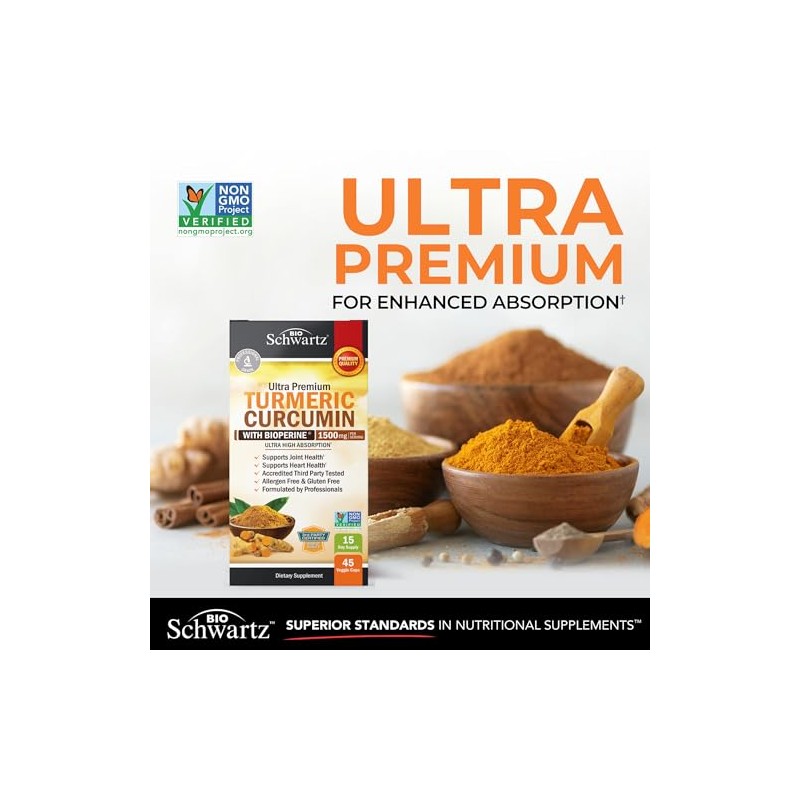 Curcumina de cúrcuma de 1500 mg con pimienta negra, 95%
