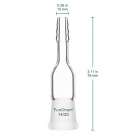FunChem Straight Inlet Adapter with 14/20 Joint, Laboratory Borosilicate Glass Adapter for Secure Connections in Lab Use