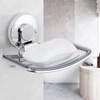 LEVERLOC Chrome Suction Cup Soap Dish Holder for Shower Wall