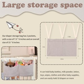 zonBroth Aqua Cotton Baby Hanging Storage Bag - 2 Pocket Organizer for Diapers, Bibs, Bottles - Easy Install, Crib & High Chair Compatible