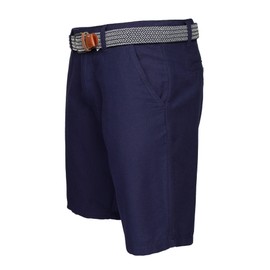 Xact Men's Oxford Chino Shorts with Belt, Oxford Dark Navy, 36W
