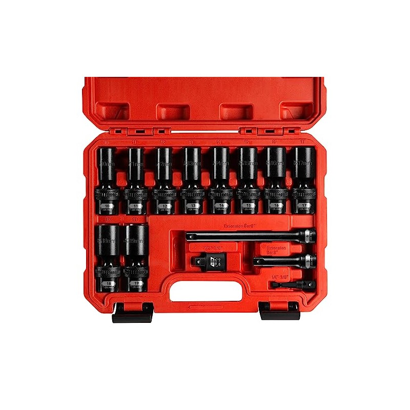 BLACKROBOT 3/8" Drive Swivel Socket Set, 14 Pieces Deep Universal