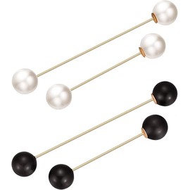 4 Pieces Sweater Shawl Clips Pearl Brooch Pins for Women Cardigan Sweater Clip Double Faux Pearl Brooches Vintage Shirts Pin for Clothes Women Girl Costume Accessory