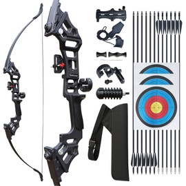 IS-TONGTU Archery Bow Set Recurve Bow and Arrow Adult Set 51" Training Bow Takedown 30 40 50lb Long Bows for Hunting Adult Beginner with 12 Arrows