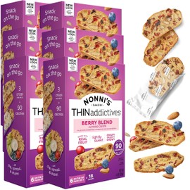 Nonni's THINaddictives Almond Thin Cookies - 6 Boxes Berry Blend Almond Cookies - Almond Cookie Thins w/Cranberries Blueberries Goldenberries Raisins Sunflower Seeds - Kosher - 4.4 oz