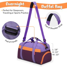 WOOMADA Travel Duffle Bag, Weekend Bag with Wet Pocket & Trolley Sleeve, Overnight Bag With Shoe Compartment, Fit for Sports Practice, Travel and Gifts(purple)
