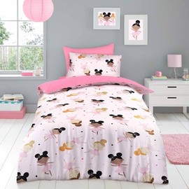 GC GAVENO CAVAILIA Ballerina Single Bedding Set for Girls | Polka Dot Reverse | Breathable Microfiber Duvet Cover Sets, Multi