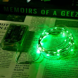 Ariceleo 4 Pack 16.4ft Battery Operated String Lights with Timer, Green with Synchronized Twinkle Mode, Fairy Lights Battery Powered, 50 LEDs, Idea for Christmas Bedroom Party Wedding