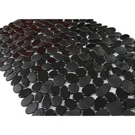 Non-Slip Pebble Bathtub Mat Black 16 W x 35 L Inches (for Smooth/Non-Textured Tubs Only) Safe Shower Mat with Drain Holes, Suction Cups for Bathroom - Colour: Clear , Package Quantity: 1