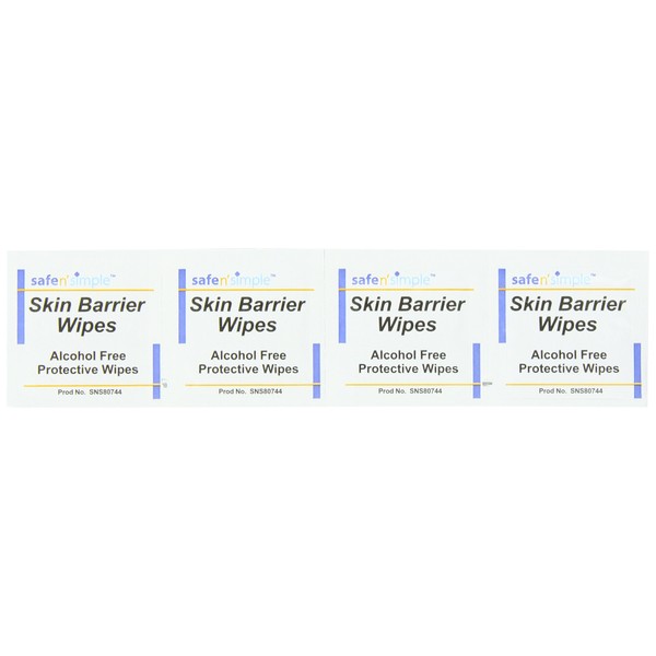 Safe n' Simple Skin Barrier Alcohol Free Sachet, 100 Count No-Sting Skin Barrier Film - 2.4" x 2.4"