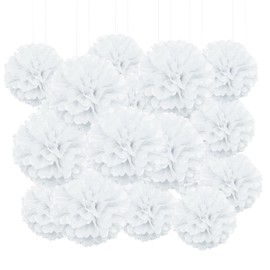 20pcs Tissue Paper Pom Poms - White - 6 Inch - Tissue Paper Pompoms for Engagement, Wedding, Birthday Party Deco