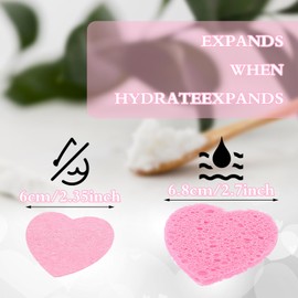 60 Pieces Pink Heart Face Sponges for Cleansing And Exfoliating Compressed Heart Facial Sponges for Estheticians Natural Reusable Facial Cleansing Sponge for Daily Deep Cleansing Makeup Removal (Pink)