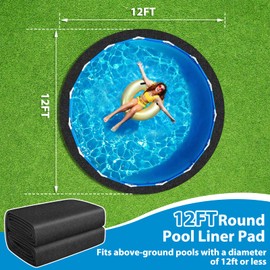 Thickened Pool Liner Pad for Above Ground Pool, 12 FT Round Under Pool Mat Padding, Pool Ground Pad Mat Under Pool for Pool Bottom, Prevent Punctures, Extend Liner Life